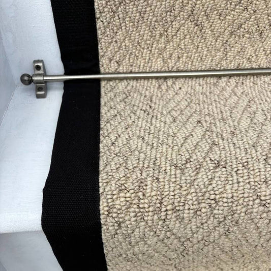 Herringbone Beige Biscotti Stair Runner with 100% Cotton Black Border
