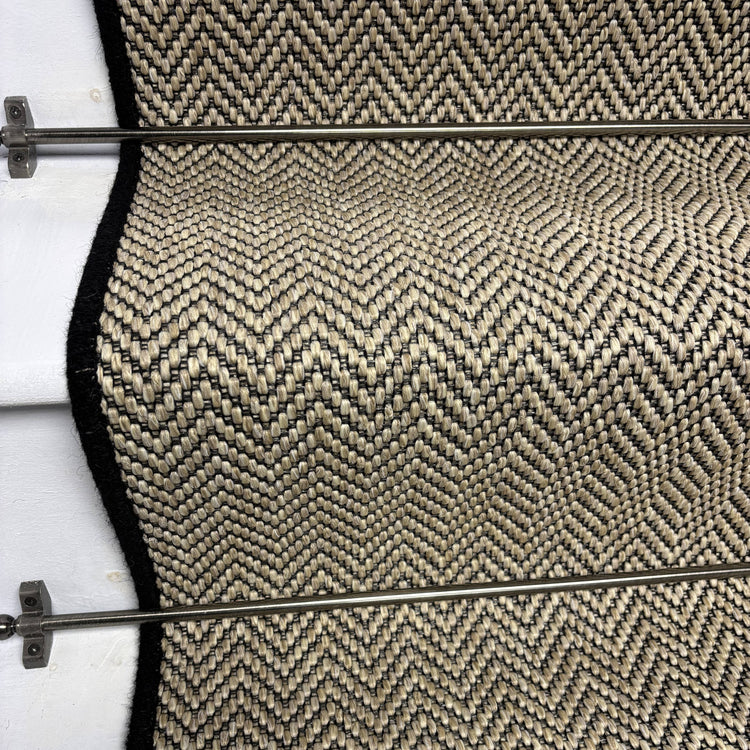Herringbone Java Beige Stair Runner with 100% Wool Edge