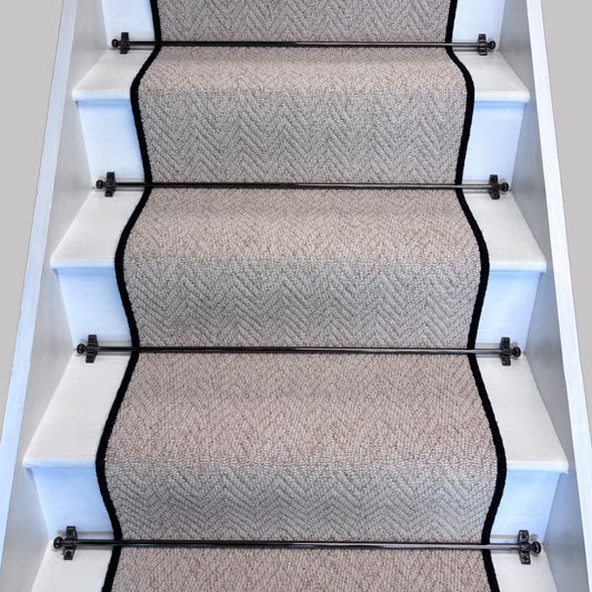 Herringbone Keswick Cream Fleck Stair Runner with 100% Wool Edge
