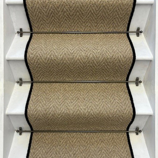 Andes Warm Beige Stair Runner With 100% Pure Wool Edge