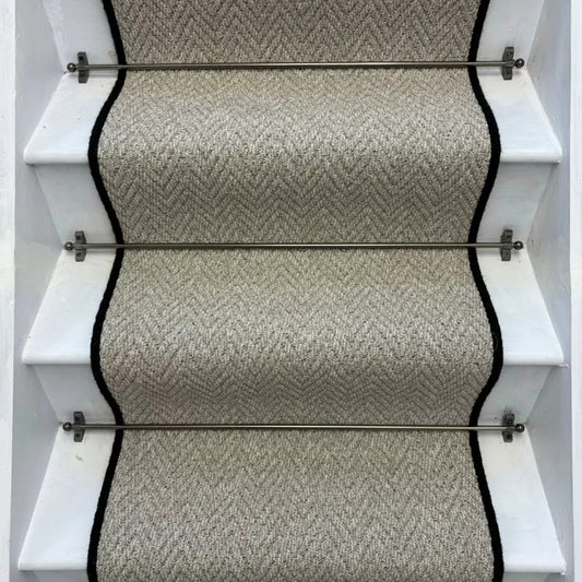 Andes Grey Stair Runner With 100% Pure Wool Edge