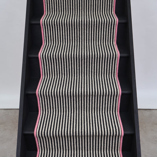 Mayfair Wool Stair Runner with 100% Wool Pink Edge
