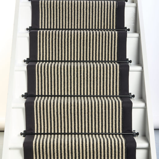 Mayfair Wool Stair Runner with 100% Cotton Black Border