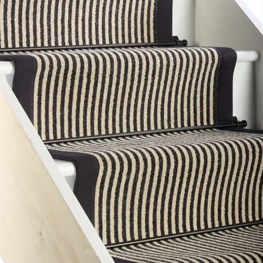 Mayfair Wool Stair Runner with 100% Cotton Black Border