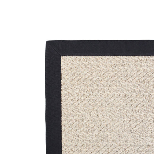 Herringbone Royal Sterling Wool Rug With 100% Cotton Black Border