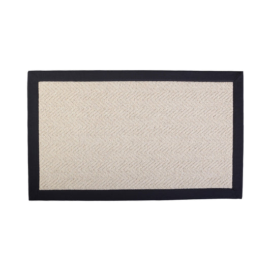Herringbone Royal Sterling Wool Rug With 100% Cotton Black Border