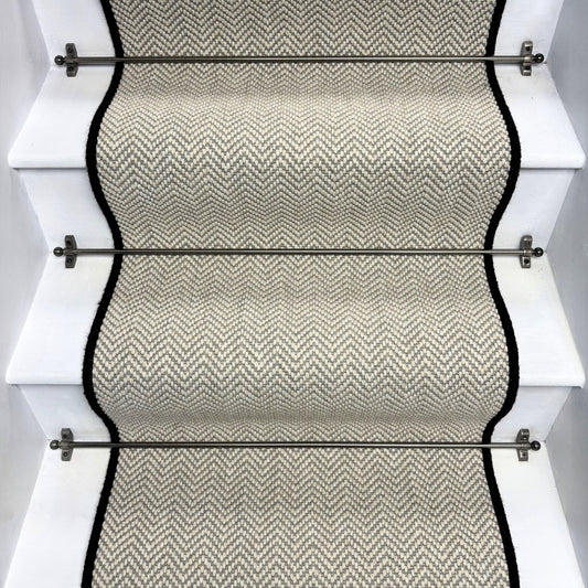 Herringbone Dapple Wool Stair Runner with 100% Wool Edge