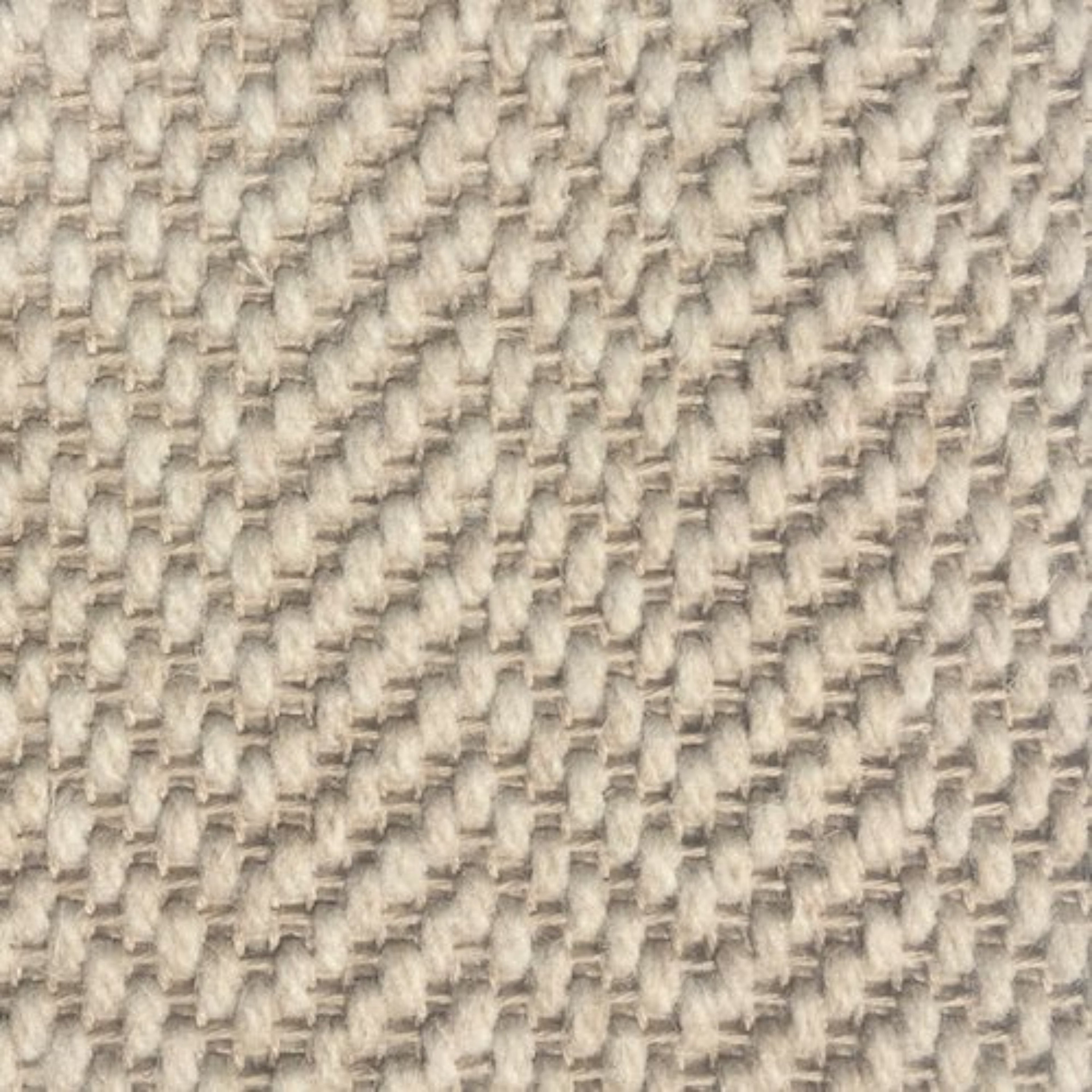 Herringbone Chalk Beige Wool Stair Runner with 100% Brown Cotton Border