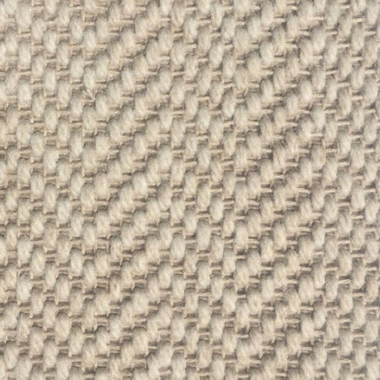 Herringbone Chalk Beige Wool Stair Runner with 100% Brown Cotton Border