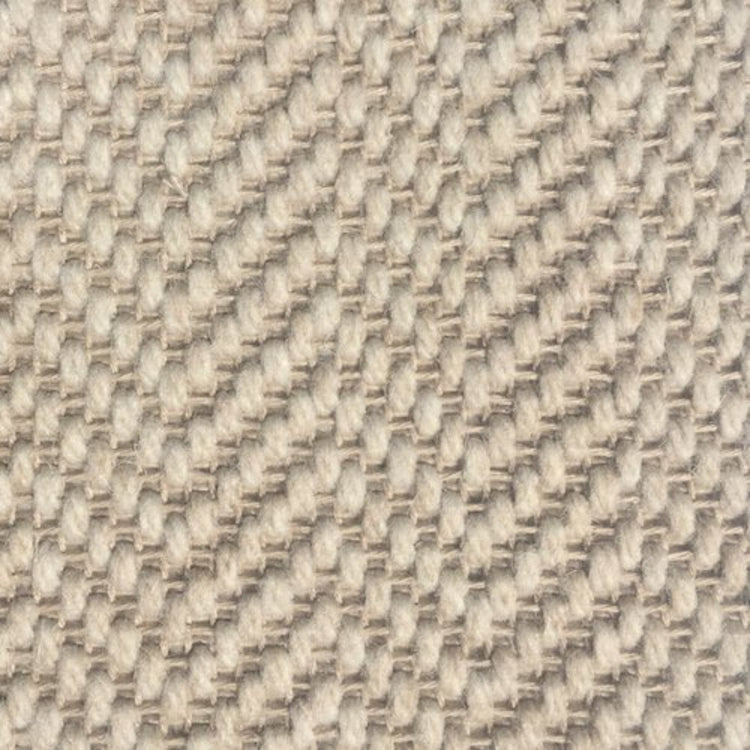 Herringbone Chalk Beige Wool Stair Runner with 100% Brown Cotton Border