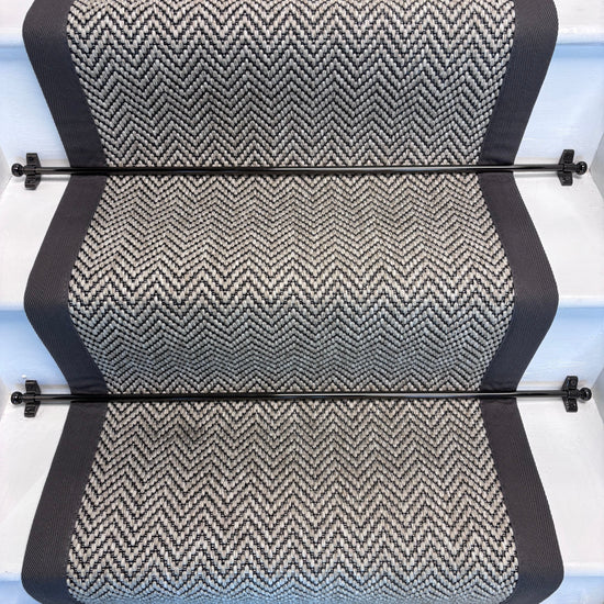 Herringbone Java Stair Runner with 100% Cotton Grey Border