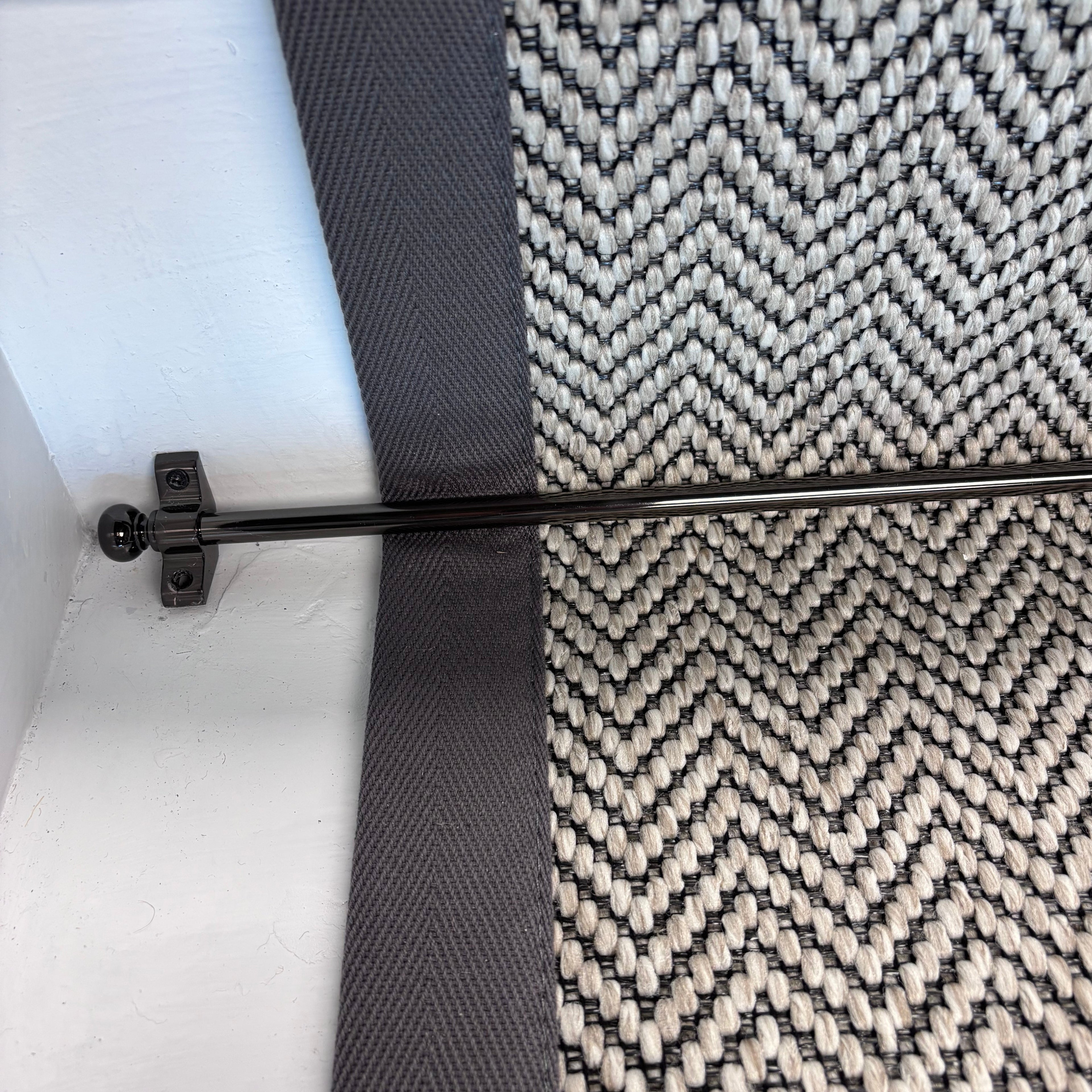 Herringbone Java Stair Runner with 100% Cotton Grey Border