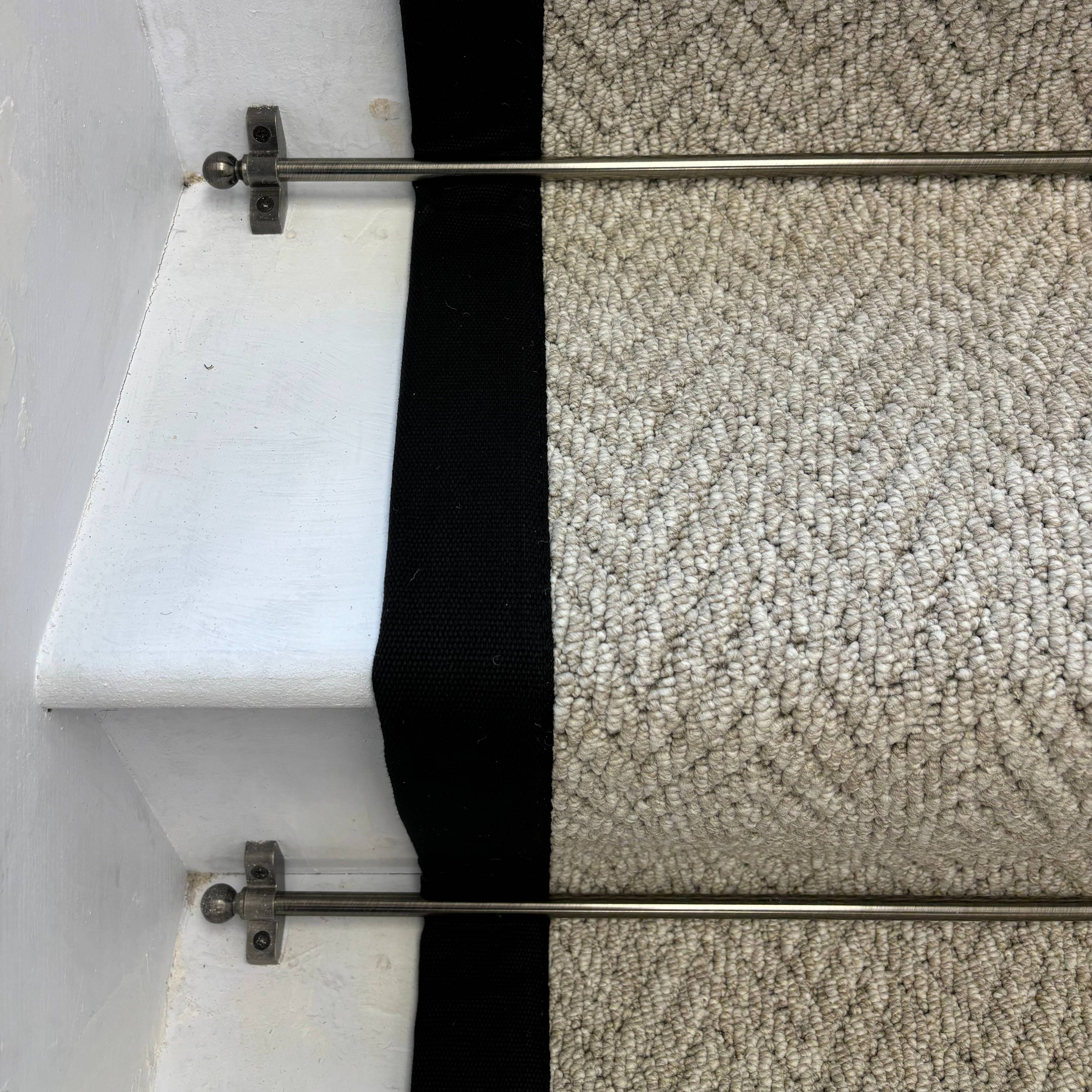 Andes Grey Stair Runner With 100% Cotton Black Border