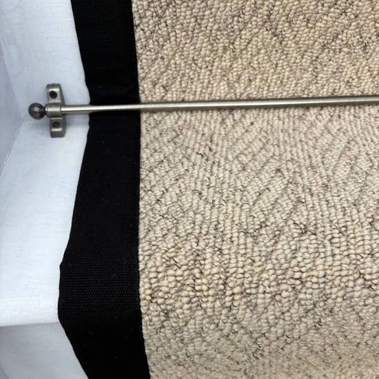 Herringbone Beige Biscotti Stair Runner with 100% Cotton Black Border