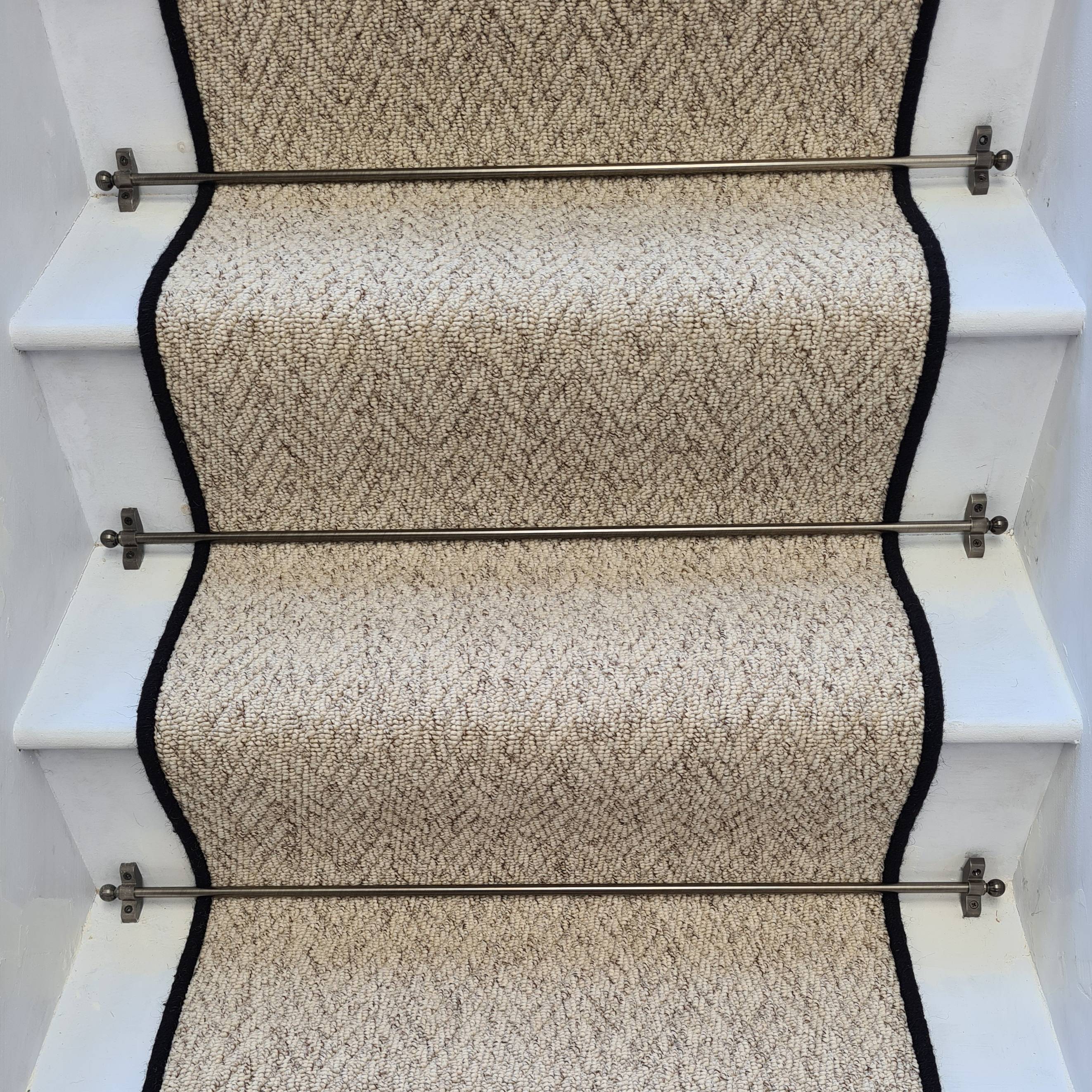 Herringbone Berber Stair Runner with 100% Wool Edge