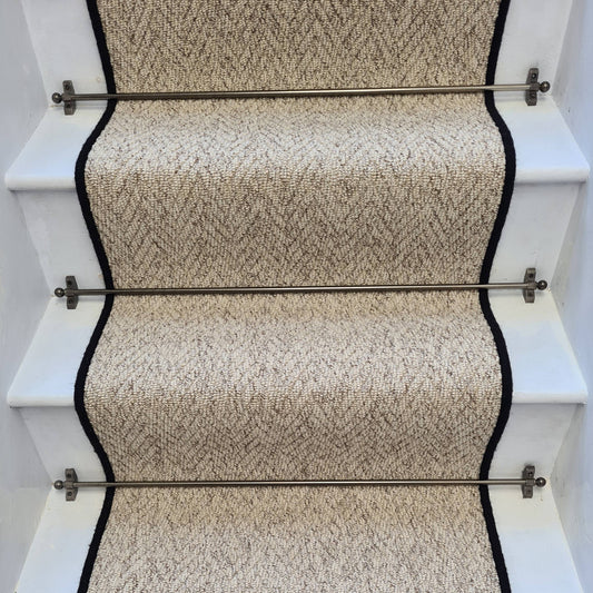 Herringbone Berber Stair Runner with 100% Wool Edge