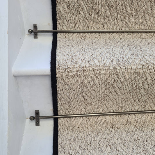 Herringbone Berber Stair Runner with 100% Wool Edge