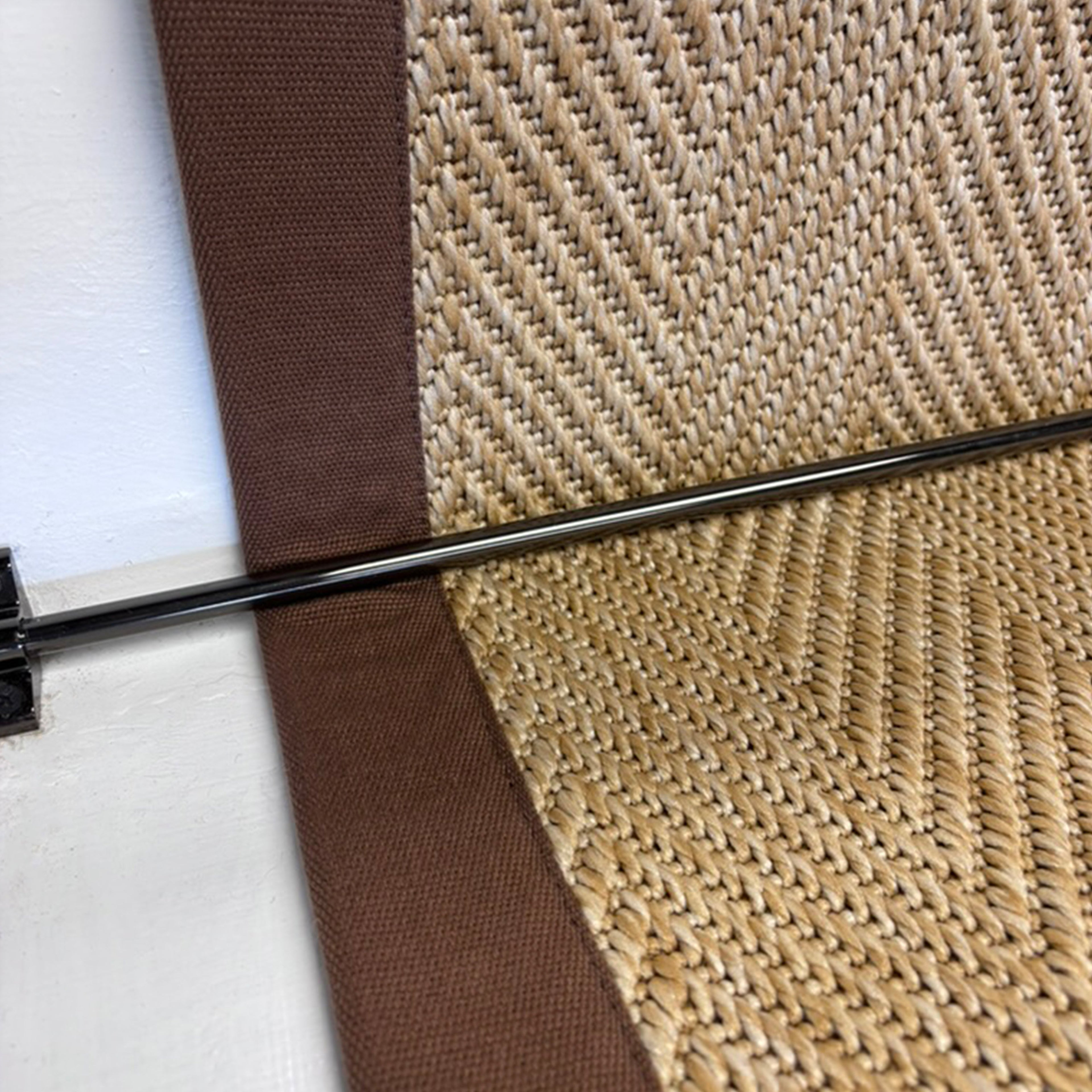 Herringbone New England Beige Stair Runner with 100% Mocha Cotton Border