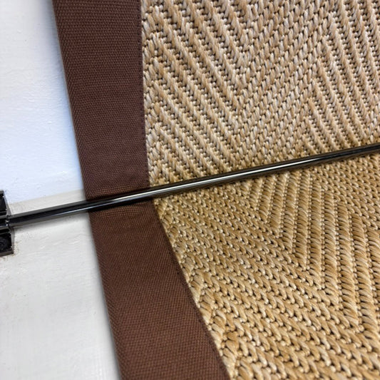 Herringbone New England Beige Stair Runner with 100% Mocha Cotton Border