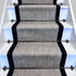 Herringbone New England Grey Stair Runner with 100% Black Cotton Border