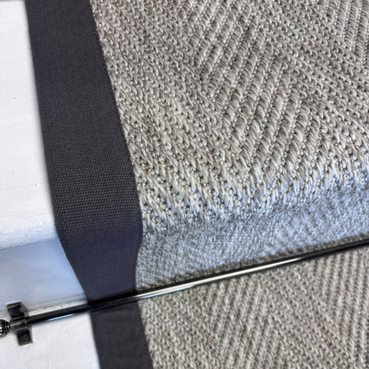 Herringbone New England Grey Stair Runner with 100% Grey Cotton Border