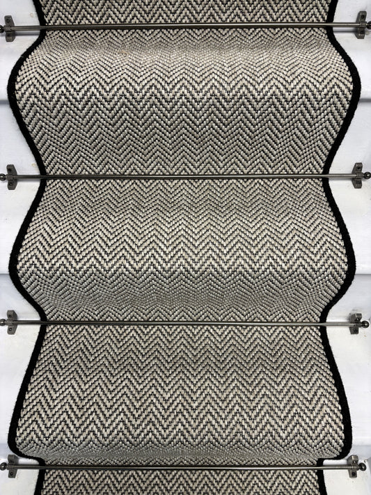 Herringbone Java Stair Runner with 100% Wool Edge