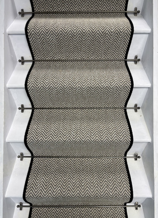 Herringbone Java Stair Runner with 100% Wool Edge