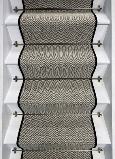 Herringbone Java Stair Runner with 100% Wool Edge