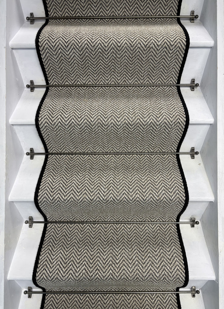 Herringbone Java Stair Runner with 100% Wool Edge