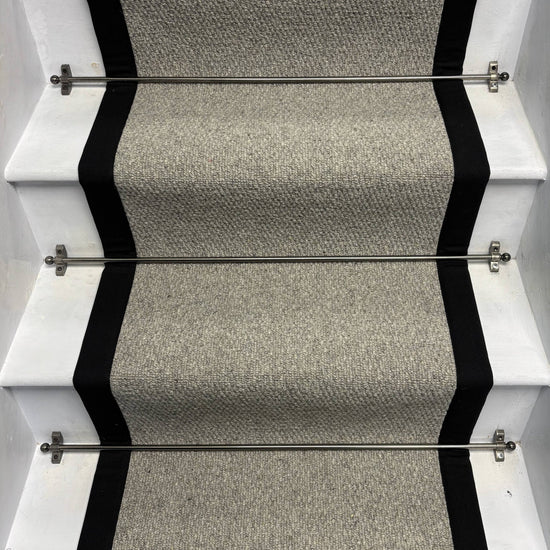 Squirrel Grey Wool Stair Runner with 100% Cotton Black Border