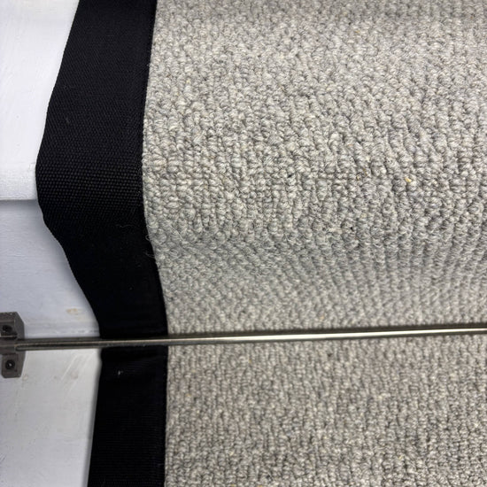Squirrel Grey Wool Stair Runner with 100% Cotton Black Border