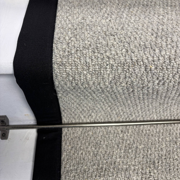Squirrel Grey Wool Stair Runner with 100% Cotton Black Border