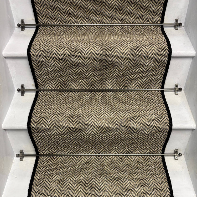 Herringbone Java Beige Stair Runner with 100% Wool Edge