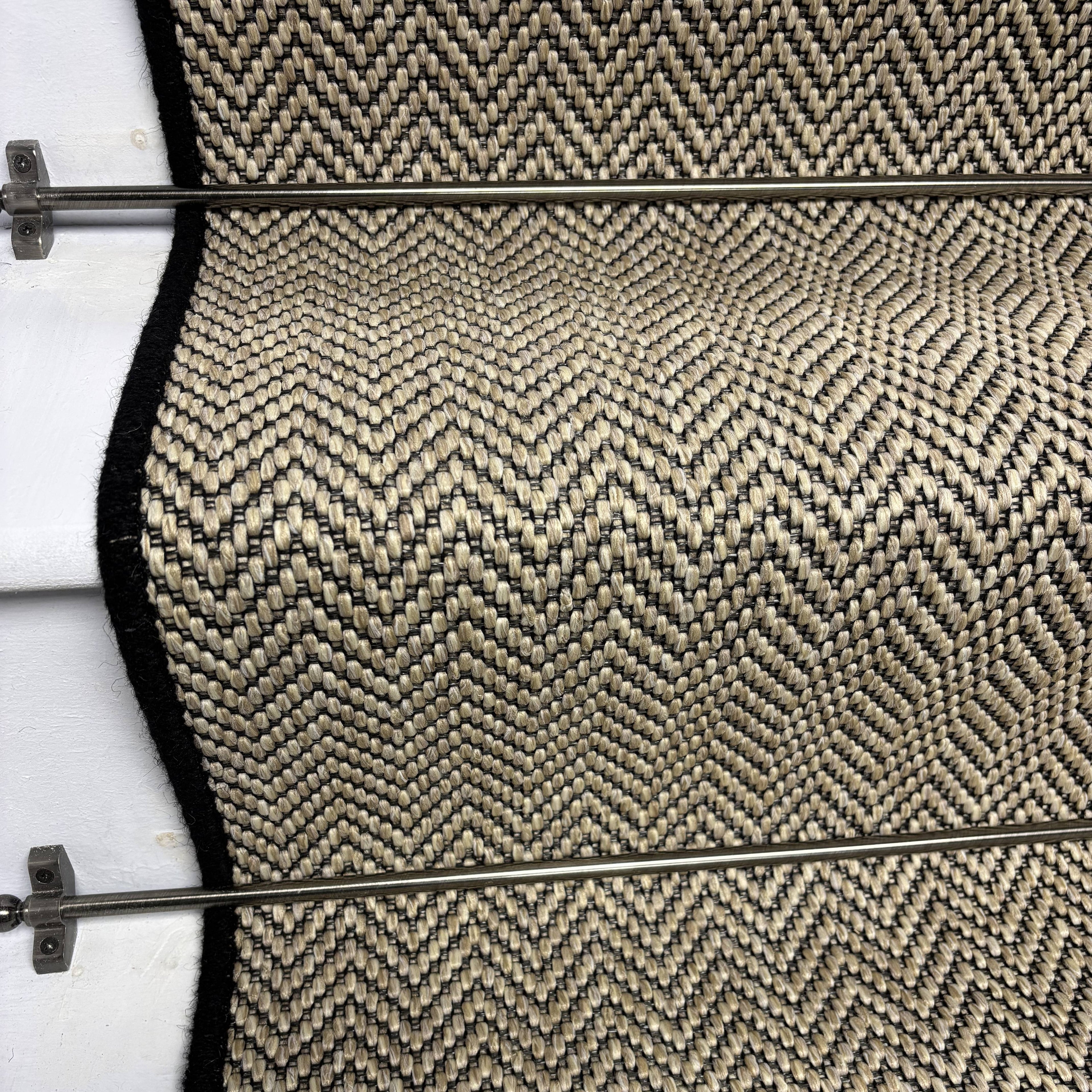 Herringbone Java Beige Stair Runner with 100% Wool Edge