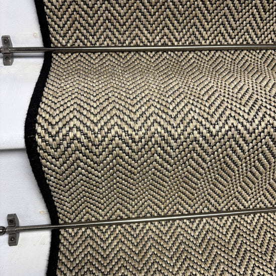 Herringbone Java Beige Stair Runner with 100% Wool Edge