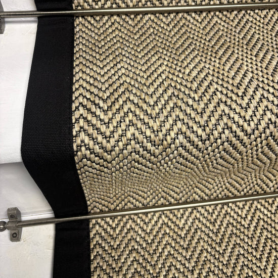 Herringbone Java Beige Stair Runner with 100% Cotton Black Border