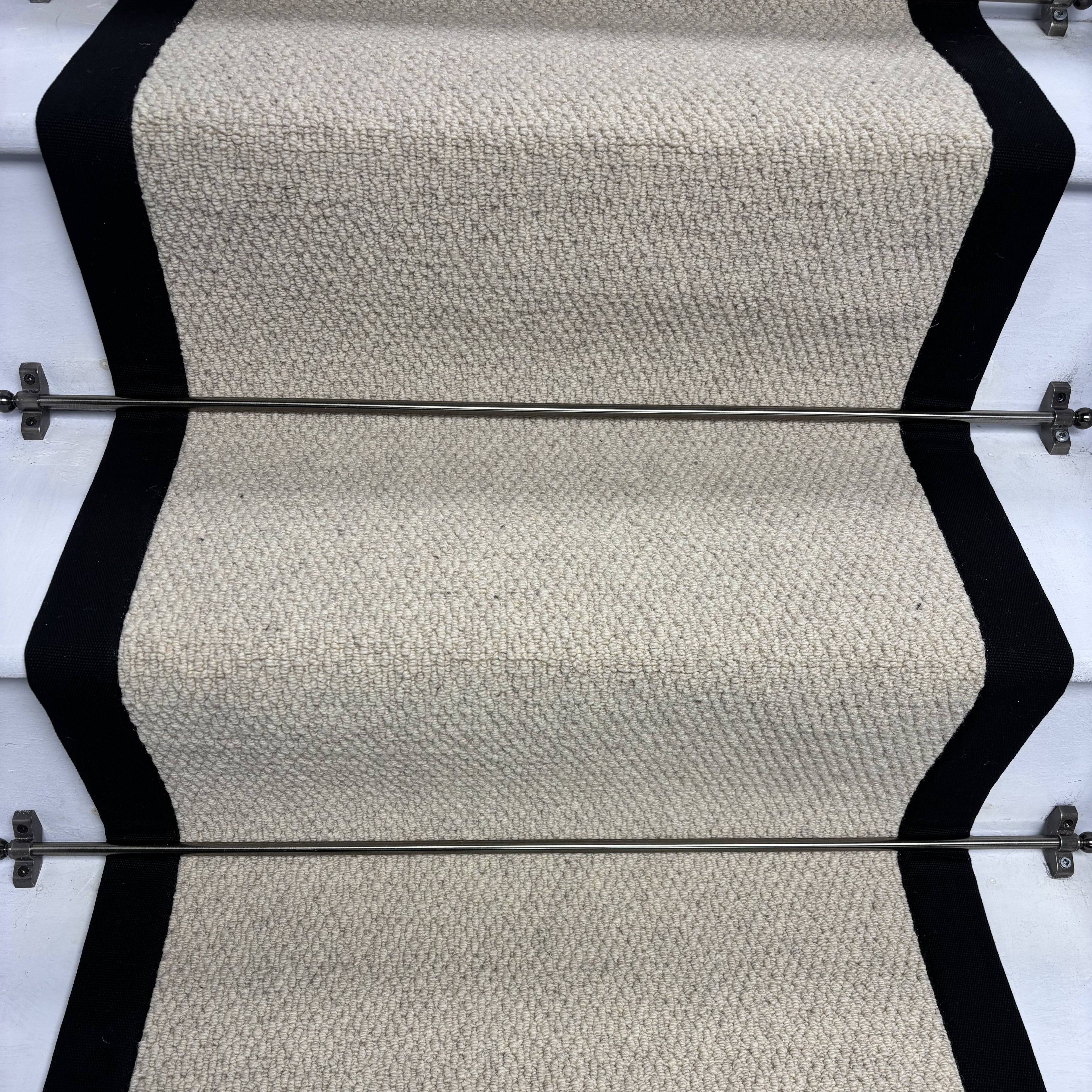 Kalahari Cream Original Stair Runner with 100% Black Cotton Border (60cm X 700cm)