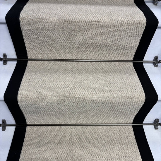 Kalahari Cream Original Stair Runner with 100% Black Cotton Border (60cm X 700cm)
