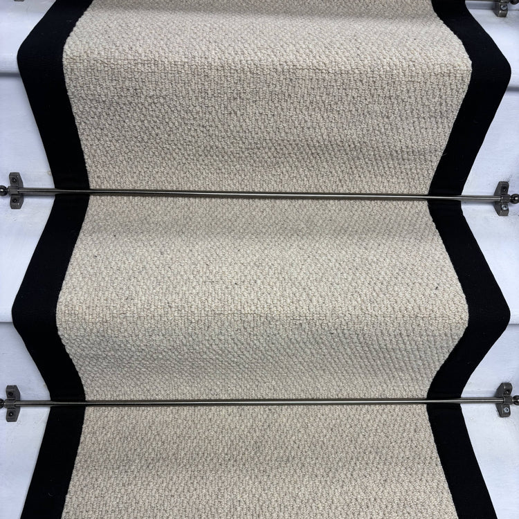 Kalahari Cream Original Stair Runner with 100% Black Cotton Border (60cm X 700cm)