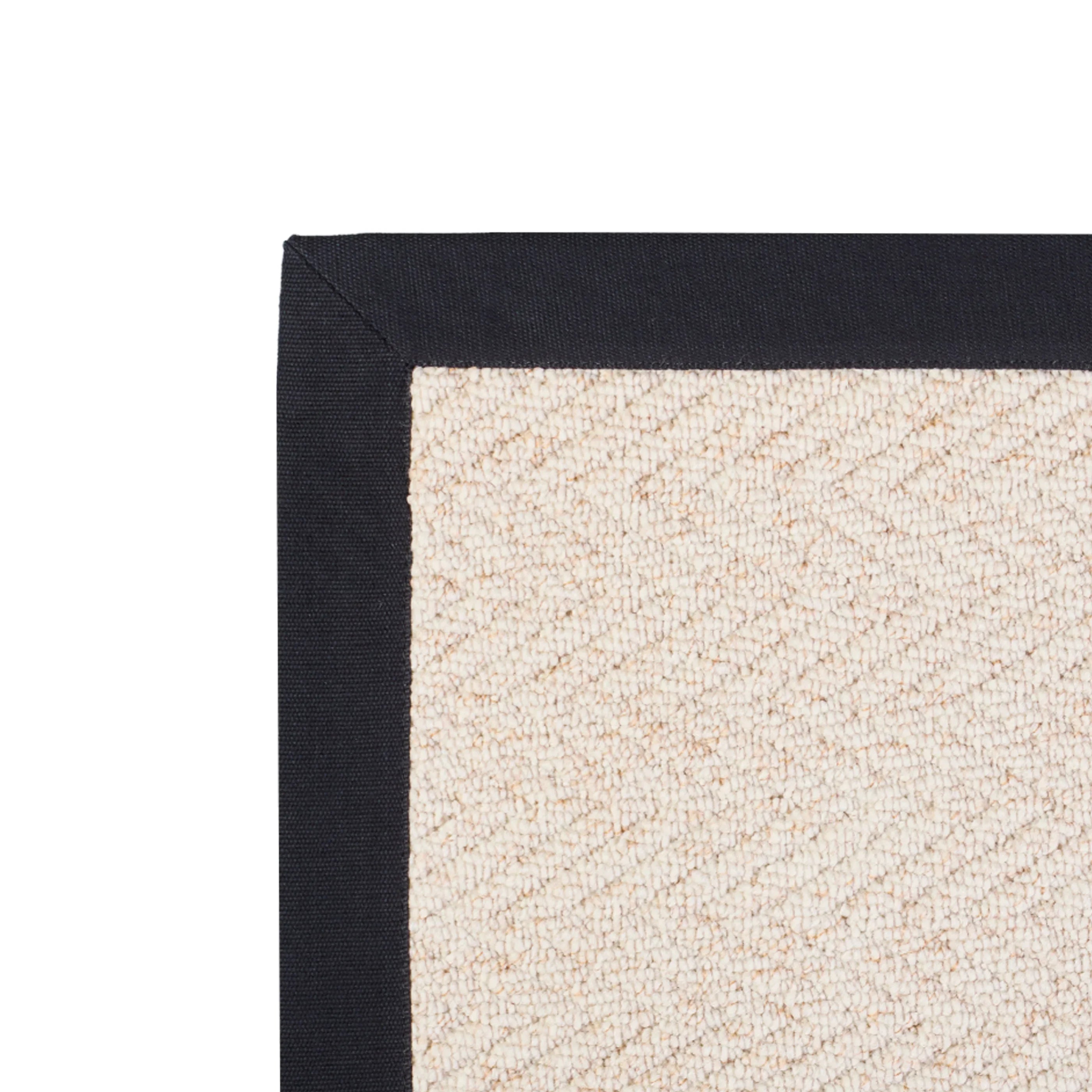 Herringbone Keswick Cream Fleck Rug With 100% Cotton Black Border