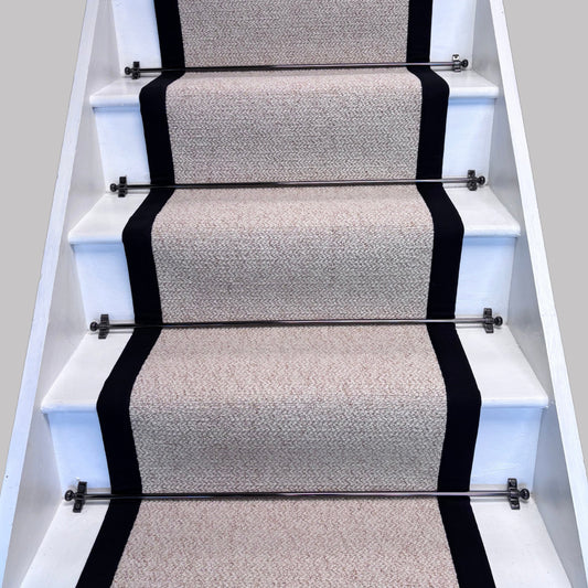 Keswick Cream Fleck Weave Stair Runner with 100% Cotton Black Border