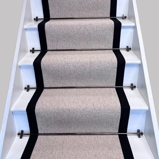 Keswick Cream Fleck Weave Stair Runner with 100% Cotton Black Border