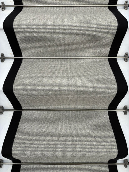 Nickel Quality Wool Stair Runner with 100% Cotton Black Border