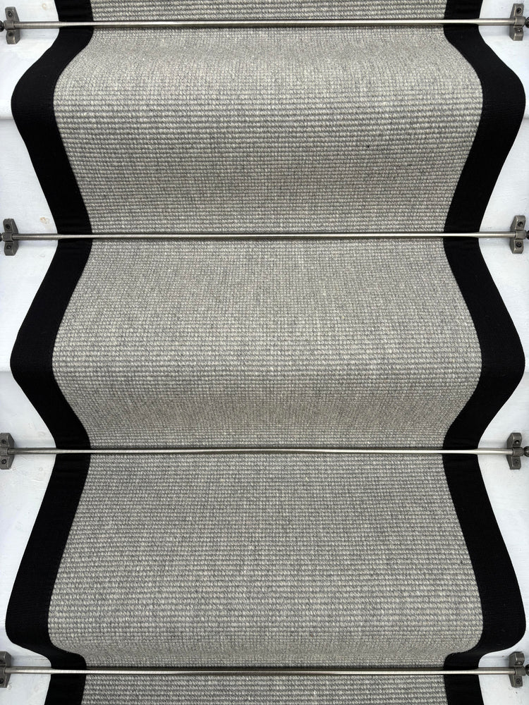 Nickel Quality Wool Stair Runner with 100% Cotton Black Border