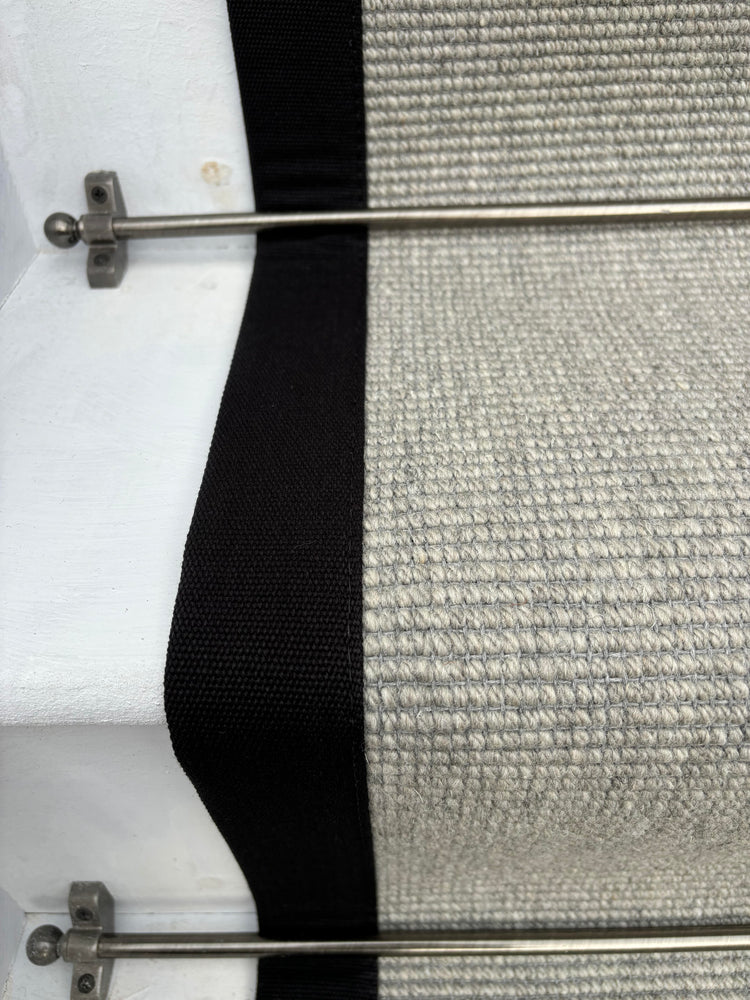 Nickel Quality Wool Stair Runner with 100% Cotton Black Border