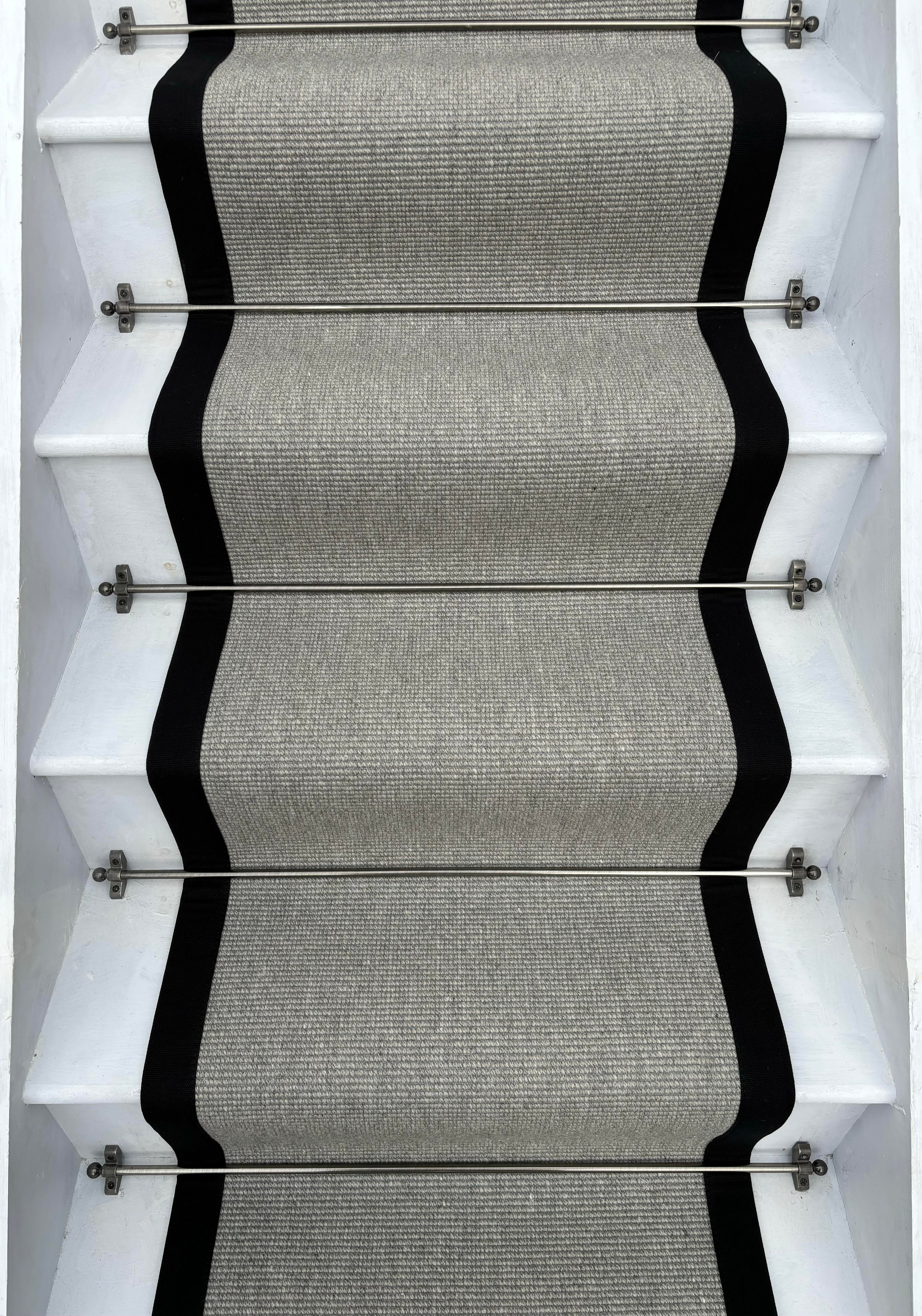 Nickel Quality Wool Stair Runner with 100% Cotton Black Border