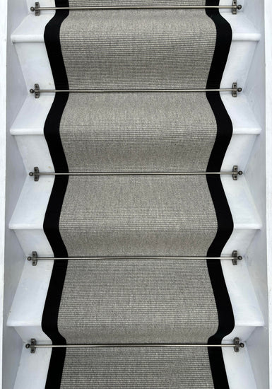 Nickel Quality Wool Stair Runner with 100% Cotton Black Border