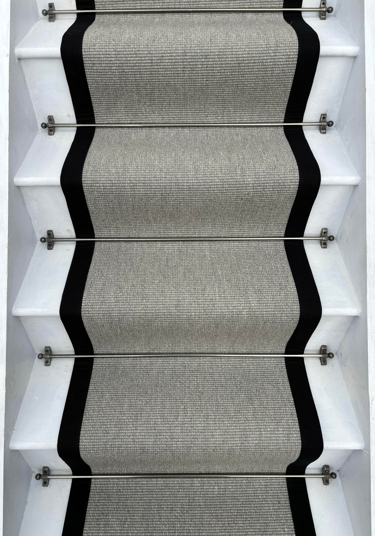 Nickel Quality Wool Stair Runner with 100% Cotton Black Border