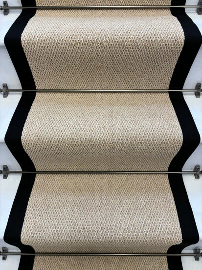 Regatta Beige Stair Runner With 100% Cotton Black Border