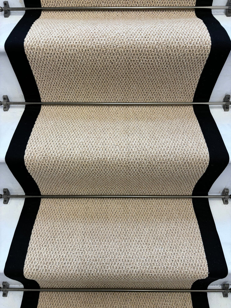 Regatta Beige Stair Runner With 100% Cotton Black Border